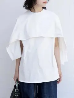本物美品ジルサンダーJIL SANDERケープレイヤードT-SHIRTS白のサムネイル