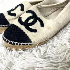 シャネル フラットシューズ エスパドリーユ スパンコール 25cm相当