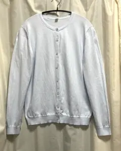 【ユニクロ】UVカットスーピマコットン　クルーネックカーディガン 水色 XL