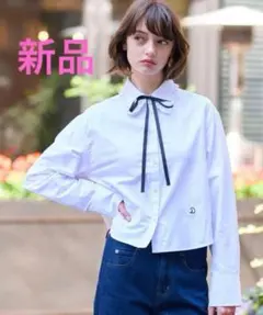 新品　ドレステリア　フリルカラーオックスブラウス　ホワイト