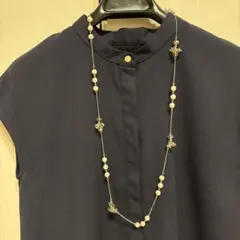 パール調ビーズ ロングネックレス