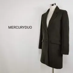 MERCURYDUOレーヨン混メルトンチェスターコート美シルエットSカーキ緑色のサムネイル