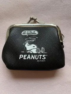 PEANUTS スヌーピー 75周年 がま口コインケース ブラック