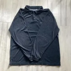 長袖ポロシャツ L チャコールグレー 刺繍ロゴ シンプル カジュアル きれいめ