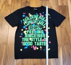 キッズ 半袖Tシャツ ブラック カラフルプリント 140サイズ