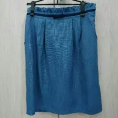美品ミッシュマッシュリボンブルースカート　デニム風