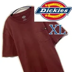 訳アリ Dickies XL バーガンディ Tシャツ 胸ポケット ゆるだぼ