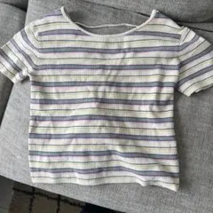 Ray BEAMS ストライプ バックレースアップ Tシャツ