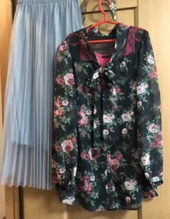 M☆アンクルージュ☆美品☆シースルー&レースな華やかブラウスクーポンポイント消化