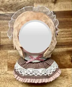 リボンピンク　ワンピースヘッドドレス付き　ぬい服10cm〜12cm