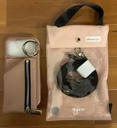 ajew iPhone 17proケース ピンクベージュ ストラップ付き