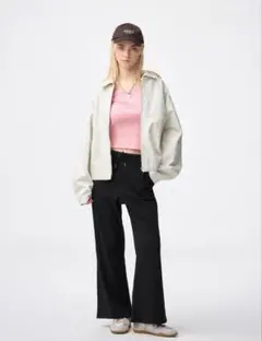 美品 GU リブ イージー パンツ M 09ブラックのサムネイル