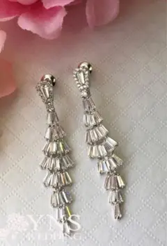 クリスタル　フリンジピアス　結婚式 フォーマル パーティー ブライダル