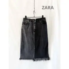 ZARAザラ バイカラー フリンジデニムタイトスカートのサムネイル