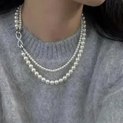 ラスト1点✨パールネックレス 2連 パーティー　フォーマル　アクセサリー 上品