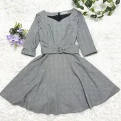 美品✨Apuweiser-riche チェック柄 ワンピース ベルト付 7分袖