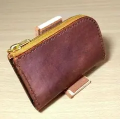 Ｌ字ファスナーミニ財布【栃木レザー】コードバン色