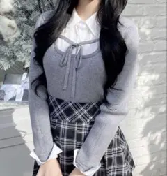 INGNI シャツドッキングフロントリボンニット