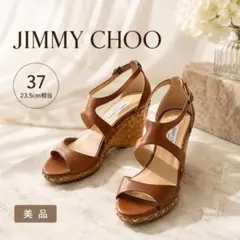 美品 JIMMY CHOO クリスタルバックル ウェッジソール サンダル 新品】JIMMY CHOO ウェッジソールサンダル 白クリスタルバックル36