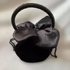 CHIKAZAWA 近沢レース ベルベット 巾着ハンドバッグ パーティーバッグ