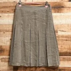 アリスバーリー プリーツスカート ひざ丈 S w64モカ色 薄手