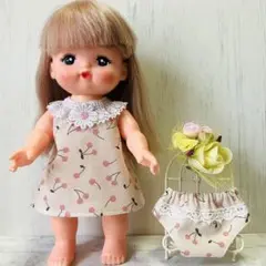 No.2023 メルちゃん　Aラインワンピース　パンツ付き