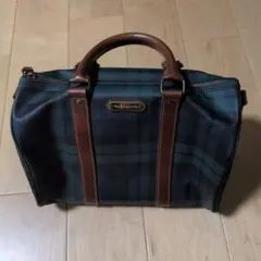 ポロラルフローレン　ミニボストンバック　緑チェック柄