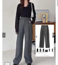 グレー ワイドパンツ
