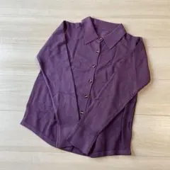 1点限り❤️ニットカーディガン 襟付き パープル S セーター きれいめ OL