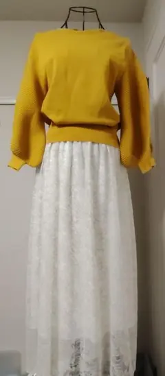 【theory luxe】 総レース 花柄　ロング　フレアスカート　38