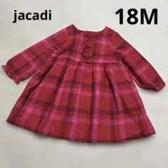 ジャカディ　赤　ピンク　チェック　ワンピース　長袖　フリル