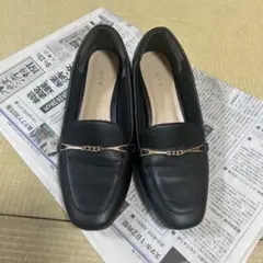 a.v.v ローヒールパンプス　ローファー　黒ブラック　L アーヴェヴェ