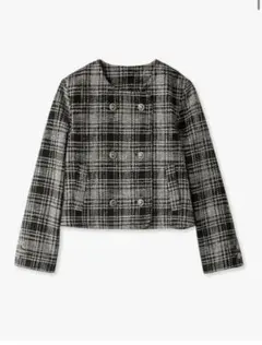 【SNIDEL】ツイードノーカラージャケット／チェック柄