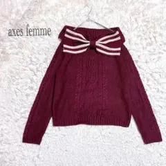アクシーズファム　長袖ニット　ウール混　Mサイズ　リボン　ガーリー　カジュアル