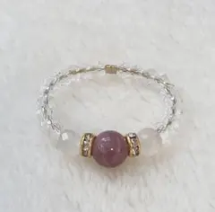ピンクトルマリン(ルベライト)×ローズクォーツ ビーズリング 15号 天然石