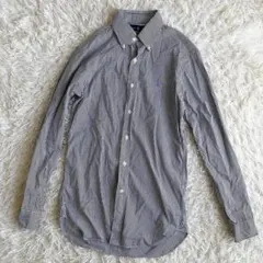 ラルフローレン ポニーロゴ刺繍 スリムフィット ストライプ長袖シャツ S相当 綿