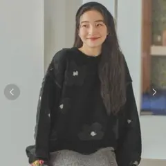 ニコアンド フラワー ニット プルオーバー L