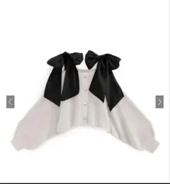 【新品未使用】ショルダーリボンオフショルラメニットカーディガン[gn334]