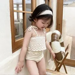 女の子用レース水着 100-120cm