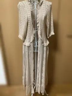 アクシーズファム レースカーディガン ベージュ 五分袖