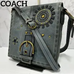 ◎y2k◎ COACH レザー メッセンジャーバッグ Blue