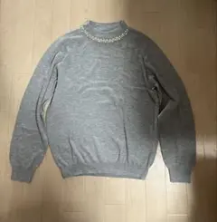 earth music&ecology グレー ニットセーター　ビジュー付き