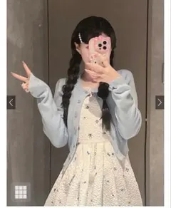 ショート丈ニットカーディガン[an1509] ブルー　グレイル