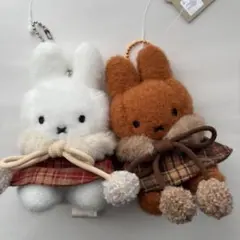 韓国 ふわもこメラニー 冬の装いセット ぬいぐるみ キーリング キーホルダー