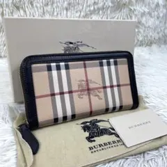 未使用級‼️BURBERRYラウンドファスナー　長財布 ノバチェック PVC