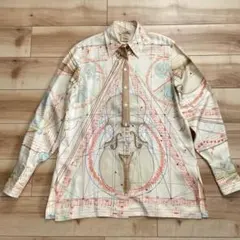 エルメス　HERMES シルク100% 40 シャツ　バイオリン　音符　楽譜 エルメス HERMES シルク100% 40 シャツ バイオリン 音符 楽譜