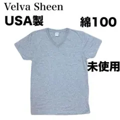 VELVA SHEEN グレー 無地 Vネック ポケットTシャツ S USAのサムネイル