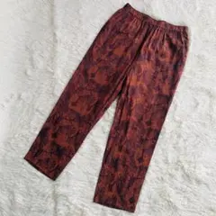 【美品】アーバンリサーチ テーパードパンツ38 リーフ柄 ブラウン系 裏地 ゴム