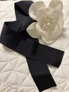 最終値下げ！エムズグレイシー　リボン付きコサージュホワイト