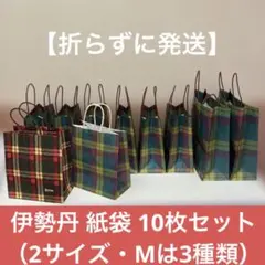 【折らずに発送】伊勢丹 ISETAN紙袋 10枚セット（2サイズ・Mは3種類）